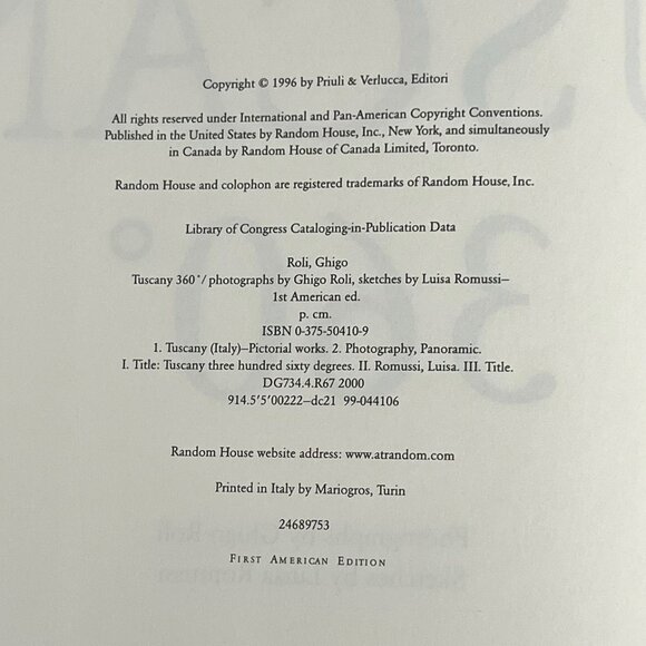 Tuscany 360° Ghigo Roli Photographs 1996 HC First American Edition Italy Travel - Picture 2 of 5